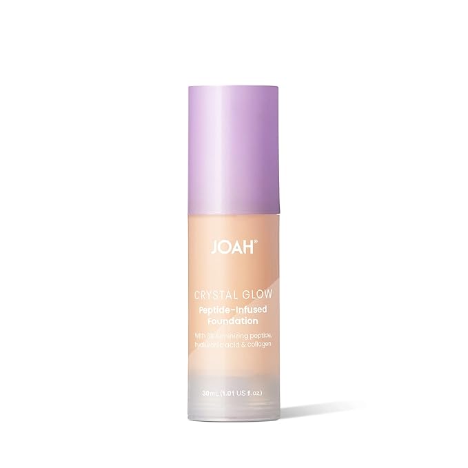 JOAH Crystal Glow Peptide-Infused Foundation, 2-in-1 Multitasking Korean Makeup with Blurring Face Primer -  Base con Primer Difuminador para el Rostro - LN050 Light to Medium with neutral undertones