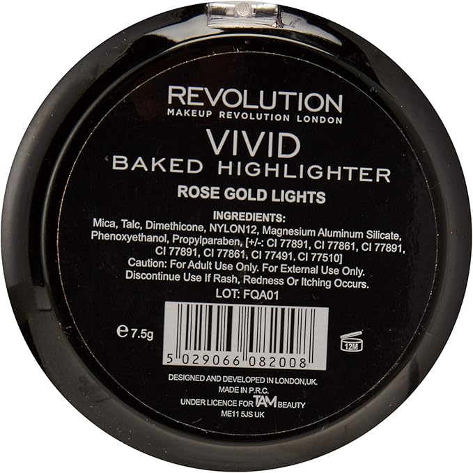 Revolution Vivid Baked Highlighter - Iluminador En Polvo -  Pink Rose Gold Lights (7.5 g)