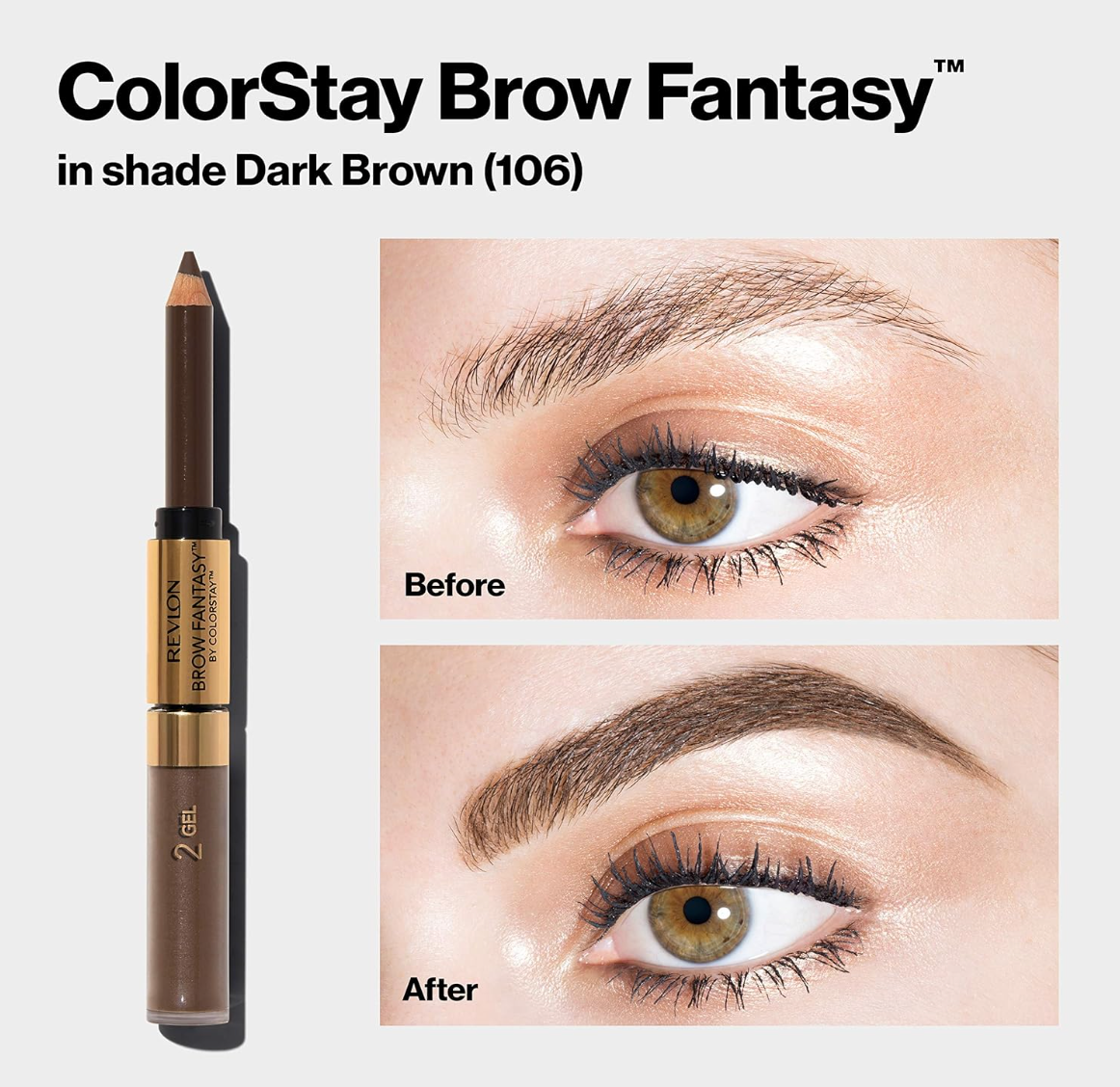 Revlon Brow Fantasy Lápiz y gel de cejas por Colorstay - 106 Dark Brown